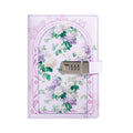 A5 Purple Floral Vegan Leather Lockable Notebook