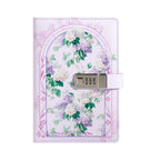 A5 Purple Floral Vegan Leather Lockable Notebook