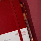 MGGAO A5 Red Vegan Leather Notebook Close-up, 100gsm Thick Paper and 9mm Ruled Lined Pages