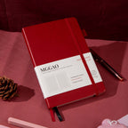 MGGAO A5 Red Vegan Leather Notebook with Pen, Premium Hardcover Journal for Office and Study