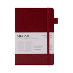 MGGAO A5 Red Vegan Leather Notebook with Packaging Sleeve, 188 Numbered Pages Journal