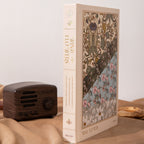 A5 Wind Flowers Hardcover Lined Notebook Spine View, Gold Foil Cover and Belly Band Detail