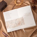 A5 Wind Flowers Hardcover Lined Notebook Endpaper Detail, Floral Pattern with Gold Text