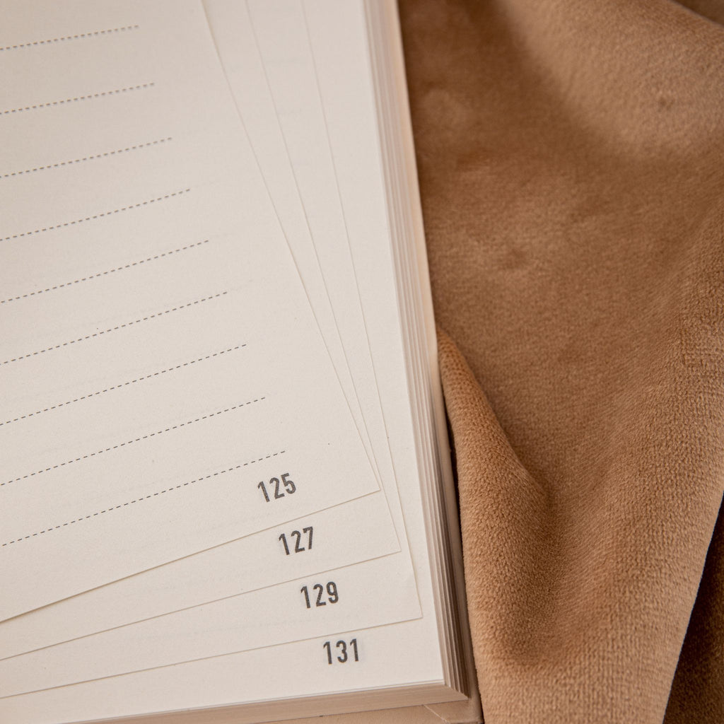 A5 Wind Flowers Hardcover Lined Notebook Page Detail, 7mm Ruled Lines with Page Numbers