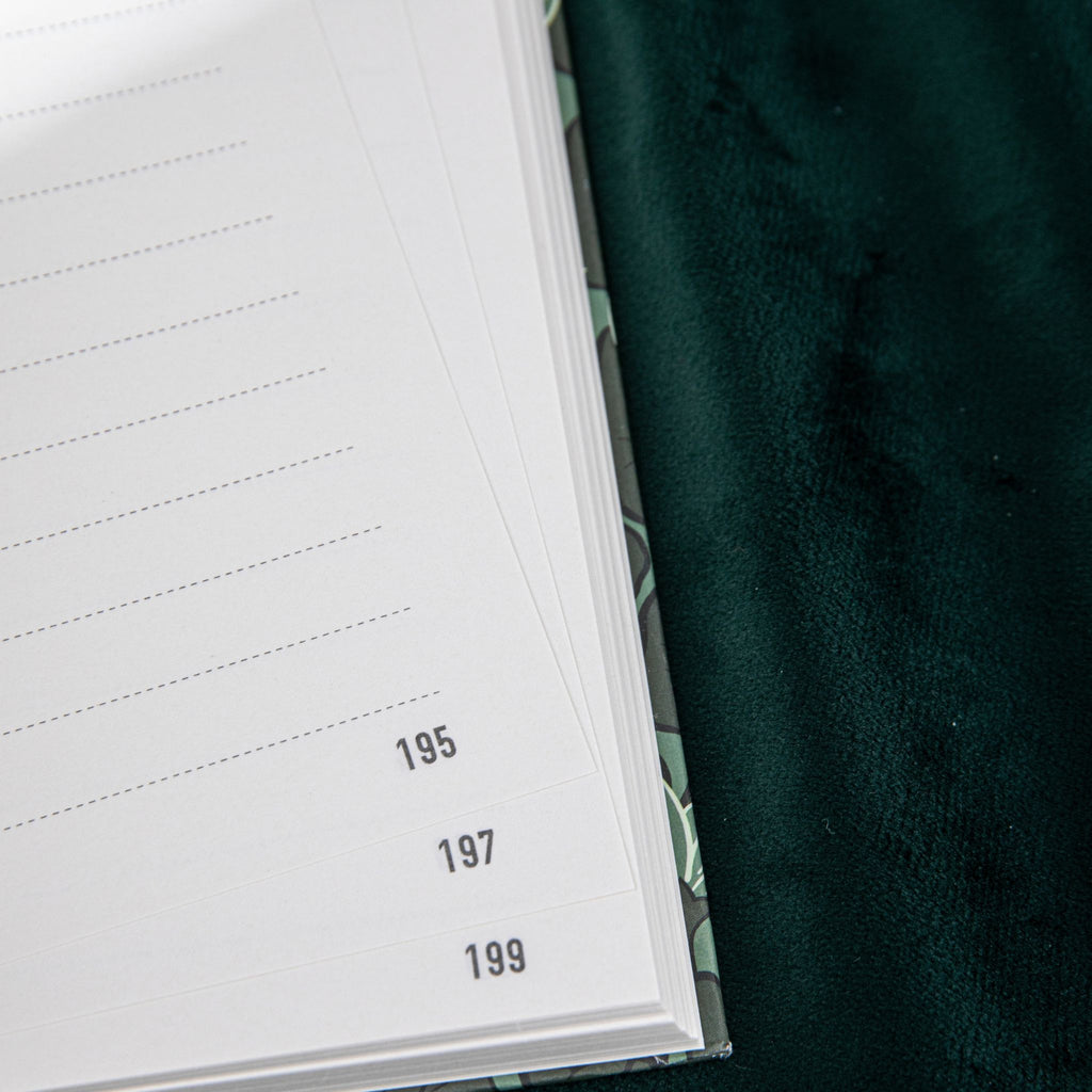 A5 Wind Flowers Hardcover Lined Notebook Page Detail, 7mm Ruled Lines with Page Numbers