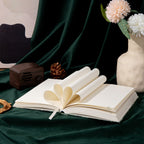 A5 Wind Flowers Hardcover Lined Notebook Fanned Pages, 320 Pages 100gsm Thick Paper on Dark Green Silk