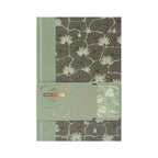 A5 Wind Flowers Hardcover Lined Notebook with Decorative Belly Band, Green Gold Foil Cover
