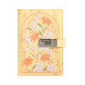 A5 Yellow Floral Vegan Leather Lockable Notebook