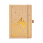 A5 Yellow Vegan Leather Mountain Notebook | Shiny Gold Hardcover