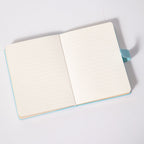 B6 Light Blue Rose Embossed Vegan Leather Journal Lay-flat, 288 Pages 8mm Ruled 100gsm Paper