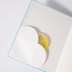 B6 Light Blue Rose Embossed Vegan Leather Journal, Heart Shaped Inner Pocket Detail with Dried Lemon