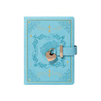 B6 Light Blue Rose Embossed Vegan Leather Journal with Gold Heart Lock, Front View