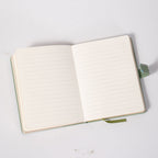 B6 Green Rose Embossed Vegan Leather Journal Lay-flat, 288 Pages 8mm Ruled 100gsm Paper