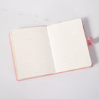 B6 Pink Rose Embossed Vegan Leather Journal Lay-flat, 288 Pages 8mm Ruled 100gsm Paper