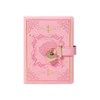 B6 Pink Rose Embossed Vegan Leather Journal with Gold Heart Lock, Front View