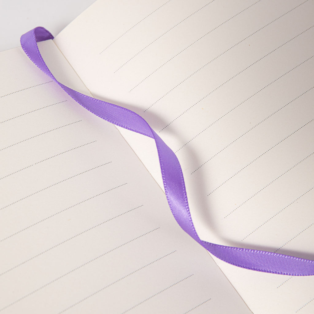 B6 Purple Rose Embossed Vegan Leather Journal, Ribbon Bookmark Detail, 100gsm Lined Paper