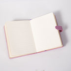 B6 Purple Rose Embossed Vegan Leather Journal Lay-flat, 288 Pages 8mm Ruled 100gsm Paper