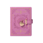 B6 Purple Rose Embossed Vegan Leather Journal with Gold Heart Lock