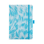 A5 Blue Feather Embroidered Fabric Hardcover Notebook
