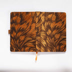 Flat lay of the copper brown metallic fabric cover fully opened。