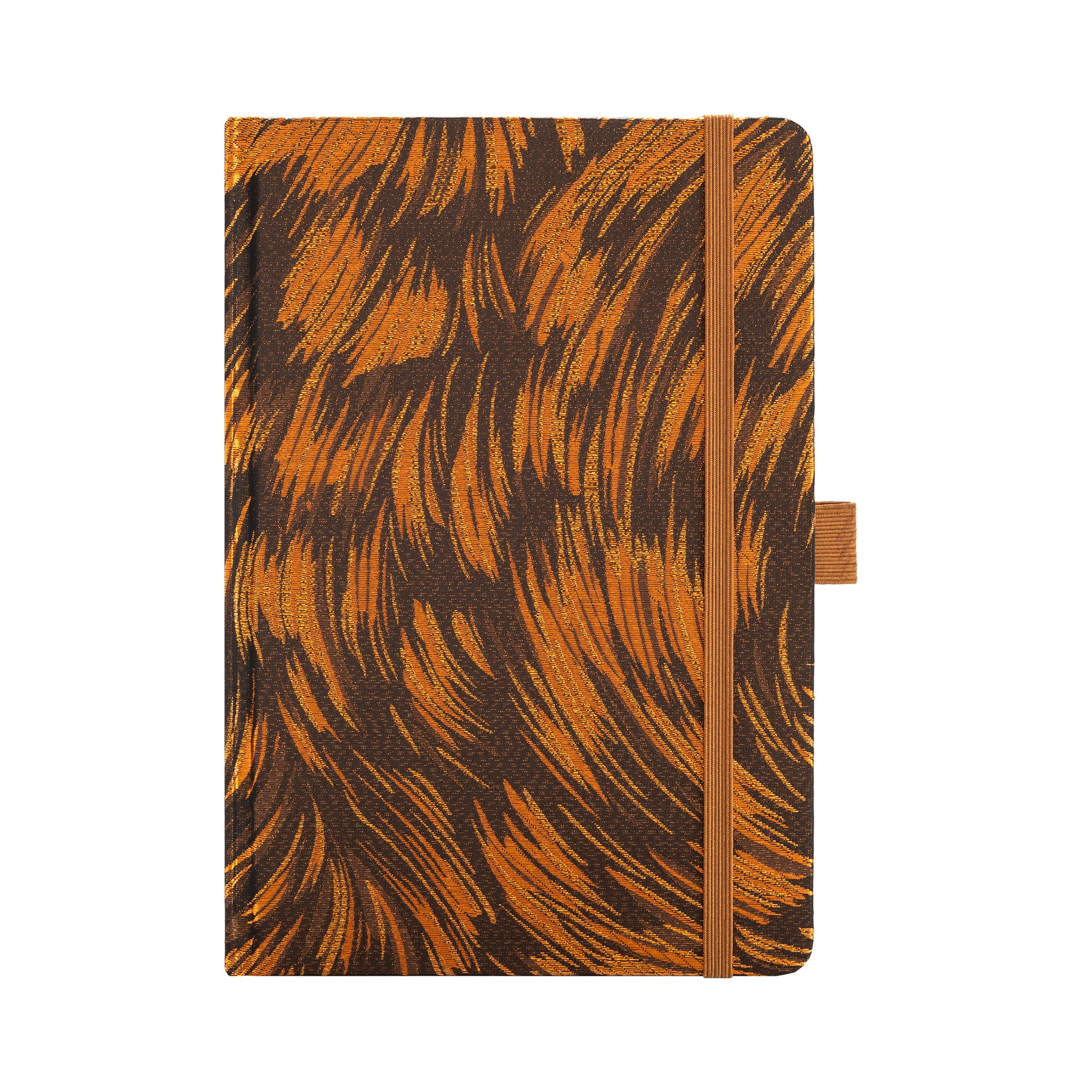 A5 Brown Feather Embroidered Fabric Hardcover Notebook