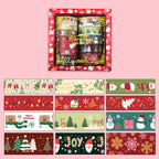 Christmas Gold Foil Washi Tape Set 12 Rolls, Red Gift Box with 12 Assorted Festive Rolls Display on Pink Background