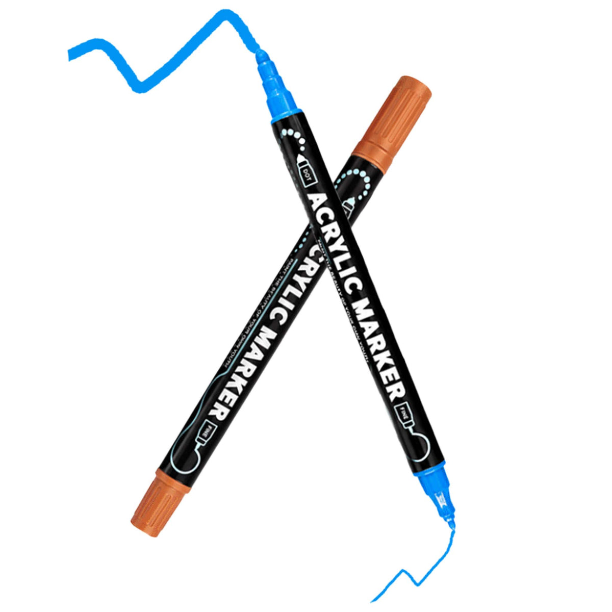Dual Tip Acrylic Marker Pens 12 Colors, Water Based Fine and Dot Tips for Drawing and Graffiti on Glass Stone Wood.