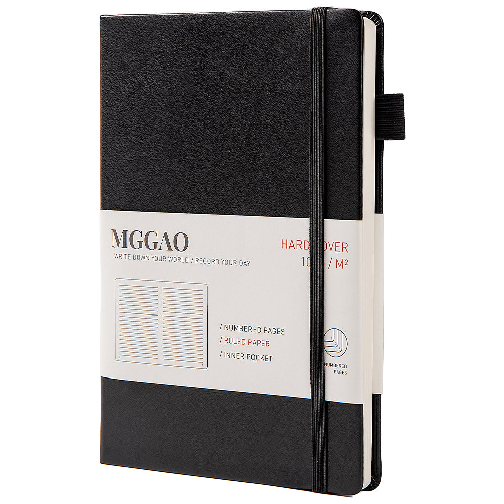 MGGAO A5 Ruled Journal 100 GMS Thick Paper with 188 Numbered Pages Premium Leather Hardcover Notebook for Personal Writing Study Notebook Office Travel Recording