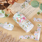 Floral Dream Gold Foil Washi Tape Set 12 Rolls, Gift Box with Loose Floral Rolls and Dried Flowers