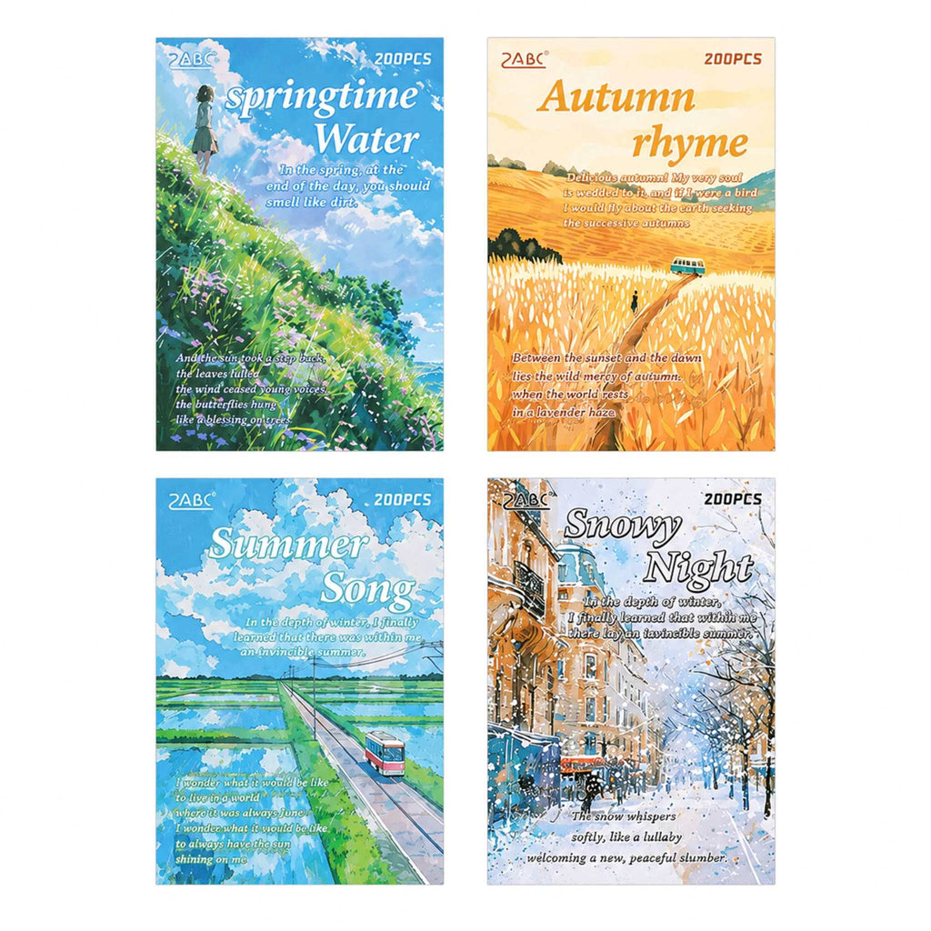 Four seasonal decorative journal scrapbook paper designs