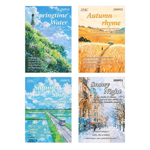 Four seasonal decorative journal scrapbook paper designs