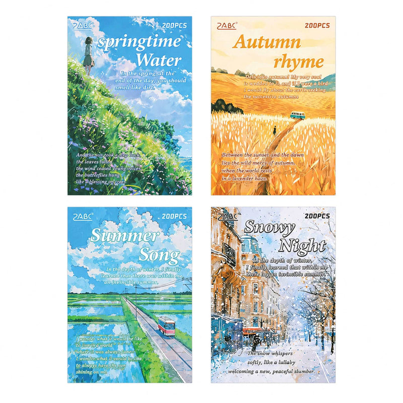 Four seasonal decorative journal scrapbook paper designs