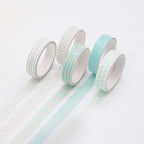 Cute Illustrated Washi Tape Set, Geometric Grid 5 Rolls Display