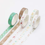Cute Illustrated Washi Tape Set, Geometric Mix 5 Rolls Display