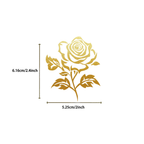 Size guide of a gold foil rose PET sticker showing dimensions of 6.16cm in height and 5.25cm in width.