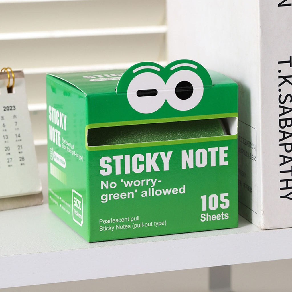 Green PET sticky notes with pull-out design