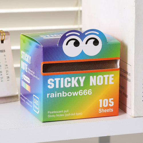 PET gradient pearl pull-out sticky notes box with 105 sheets