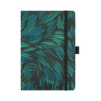 A5 Green Feather Embroidered Fabric Hardcover Notebook