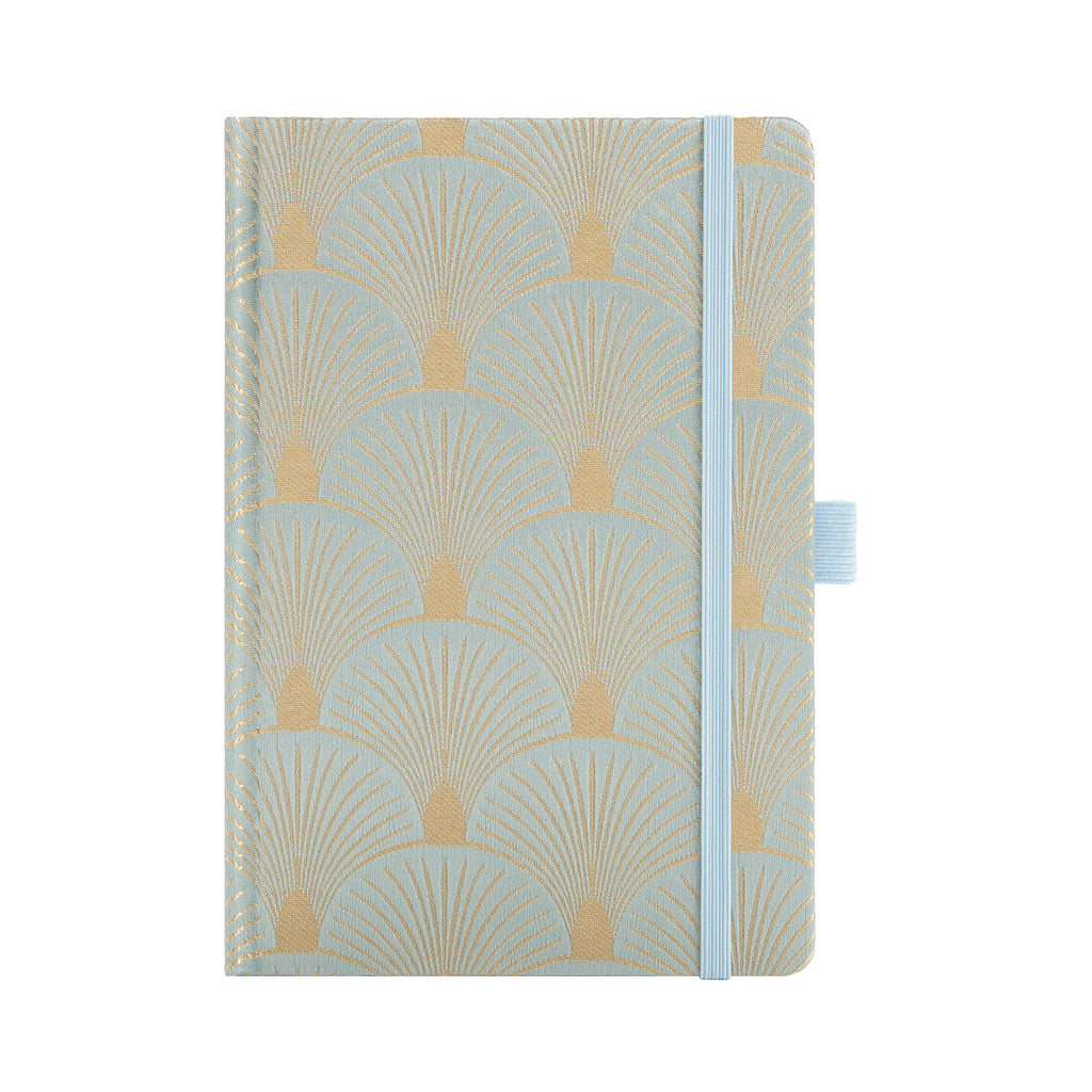 A5 Green Gold Scalloped Embroidered Fabric Hardcover Notebook