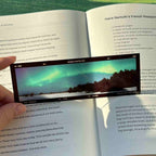 Film frame acrylic bookmark – northern lights over forest, Iceland