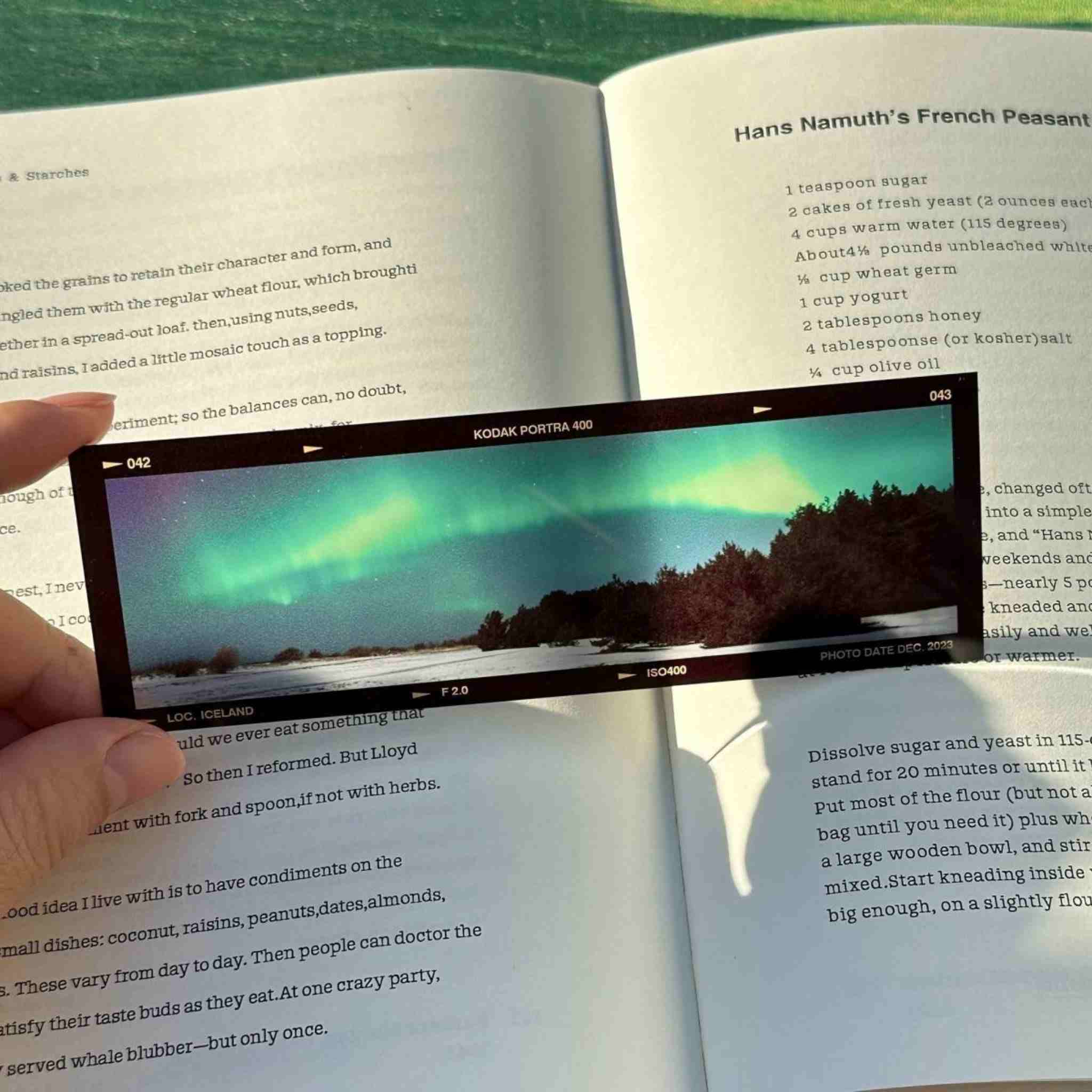 Film frame acrylic bookmark – northern lights over forest, Iceland