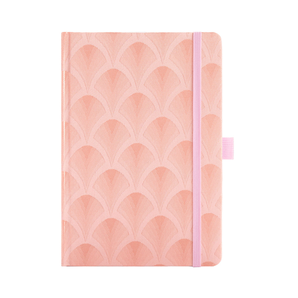 A5 Pink Scalloped Embroidered Fabric Hardcover Notebook