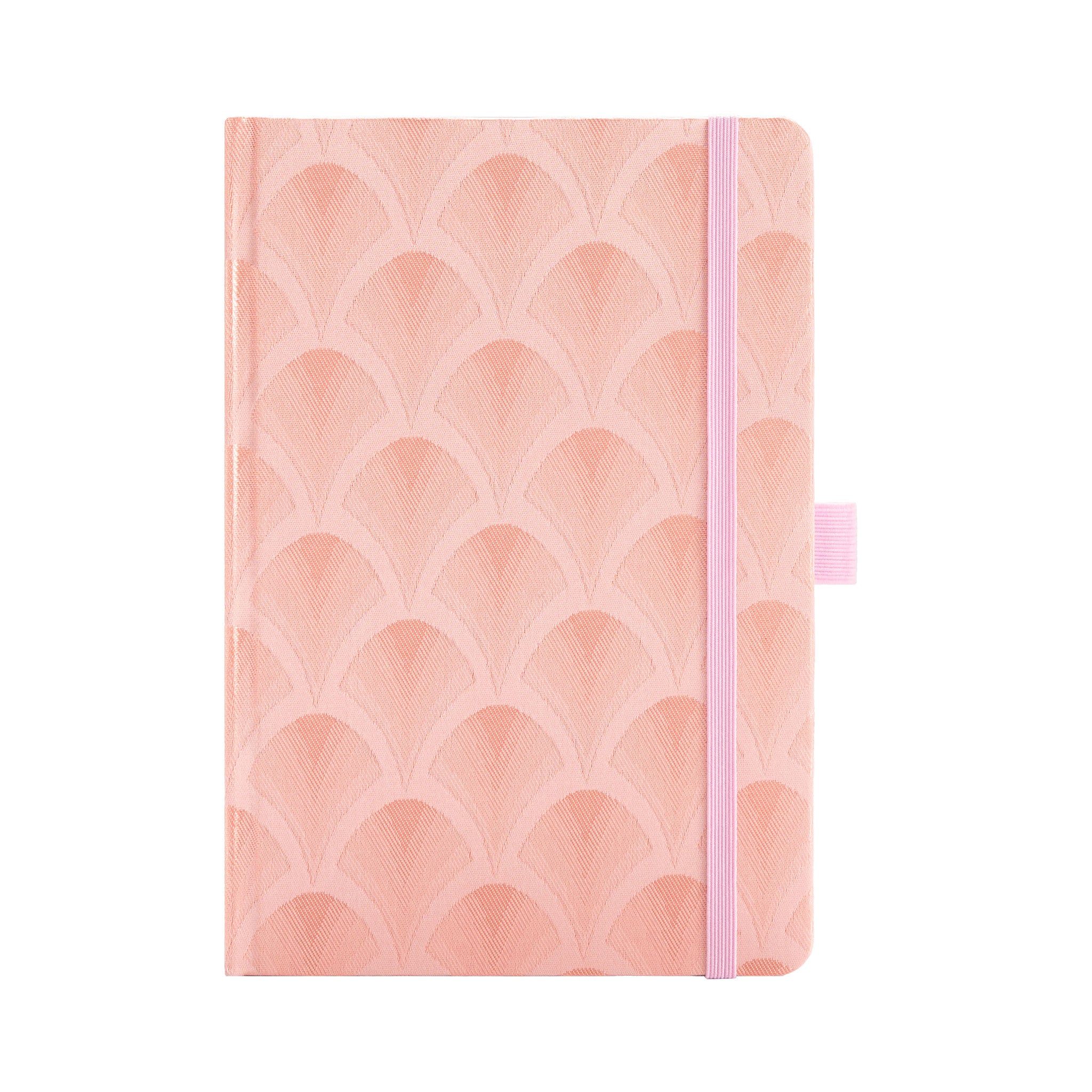 A5 Pink Scalloped Embroidered Fabric Hardcover Notebook