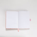 Interior pages of pink scalloped notebook – dot grid 160gsm and lined 100gsm options