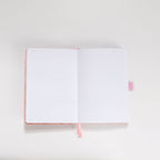 Interior pages of pink scalloped notebook – dot grid 160gsm and lined 100gsm options