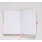 Interior pages of pink scalloped notebook – dot grid 160gsm and lined 100gsm options