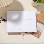 Interior pages of pink scalloped notebook – dot grid 160gsm and lined 100gsm options