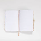 100gsm lined pages with month and date header in gold marble notebook