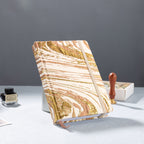 A5 gold marble fabric journal with elastic band ribbon bookmark and pen loop