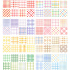 Pastel Plaid Washi Tape Set, Assorted Plaid Gingham Grid and Diamond Pattern Swatches